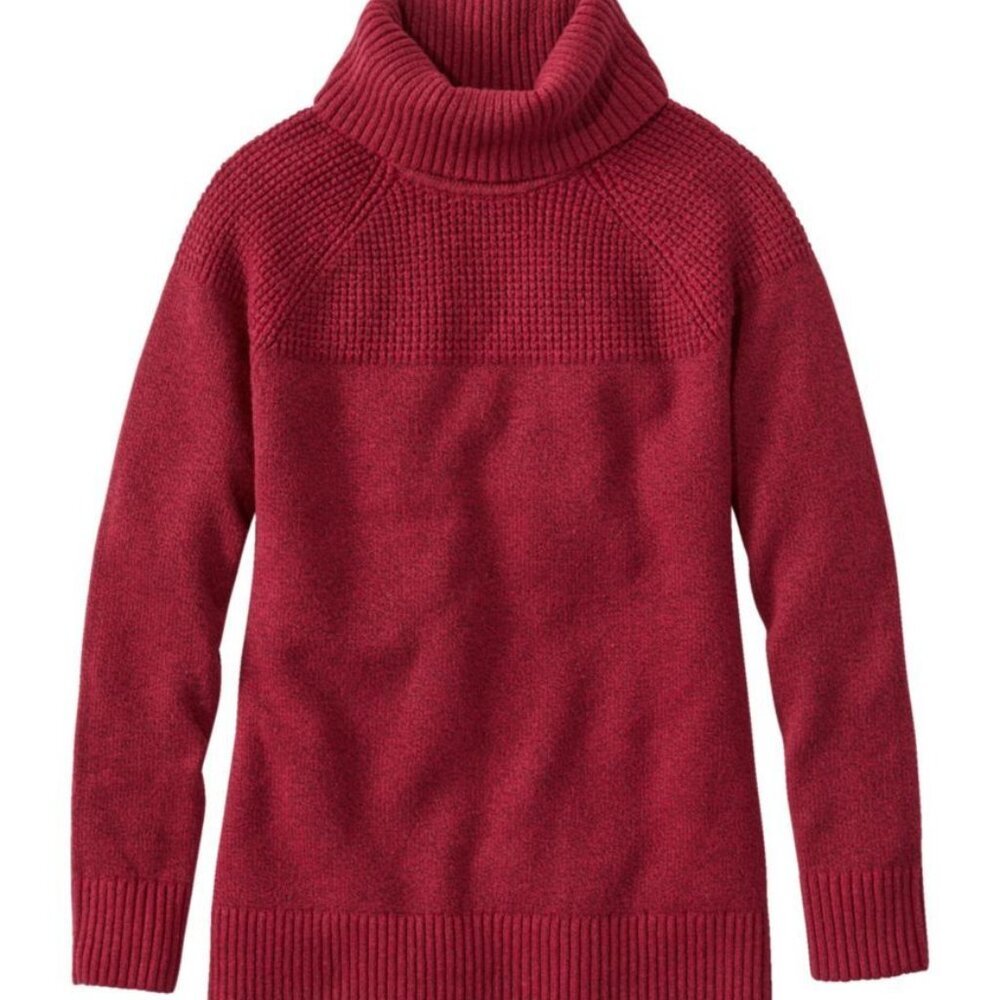 LL Bean Women's All-Day Waffle Sweater, Turtleneck, Petite Small